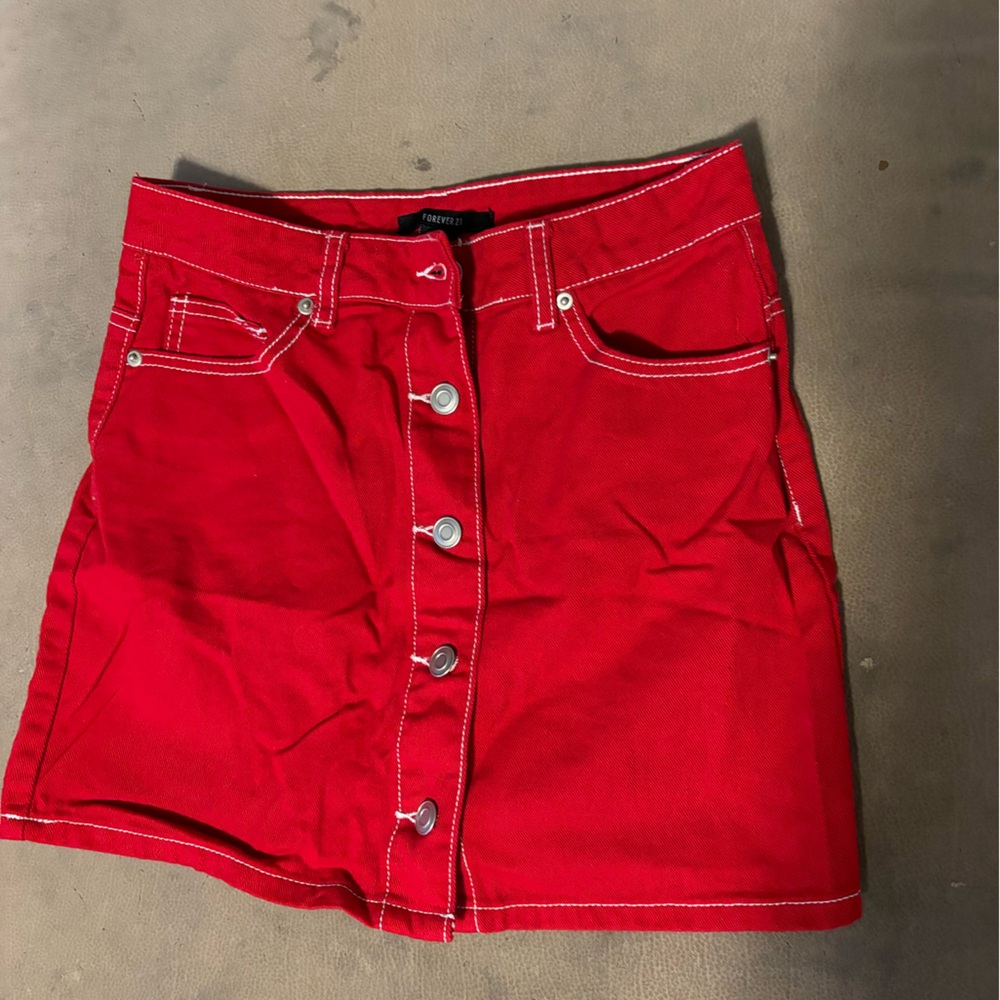 Forever 21 red denim skirt
